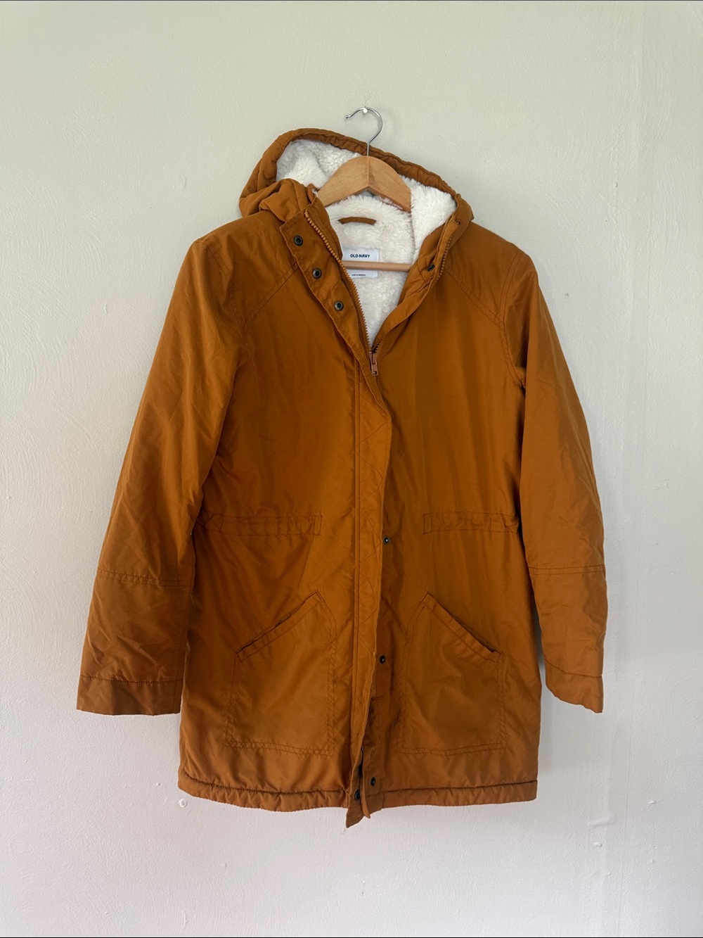 Old Navy cream faux-fur lined puffer jacket Xs